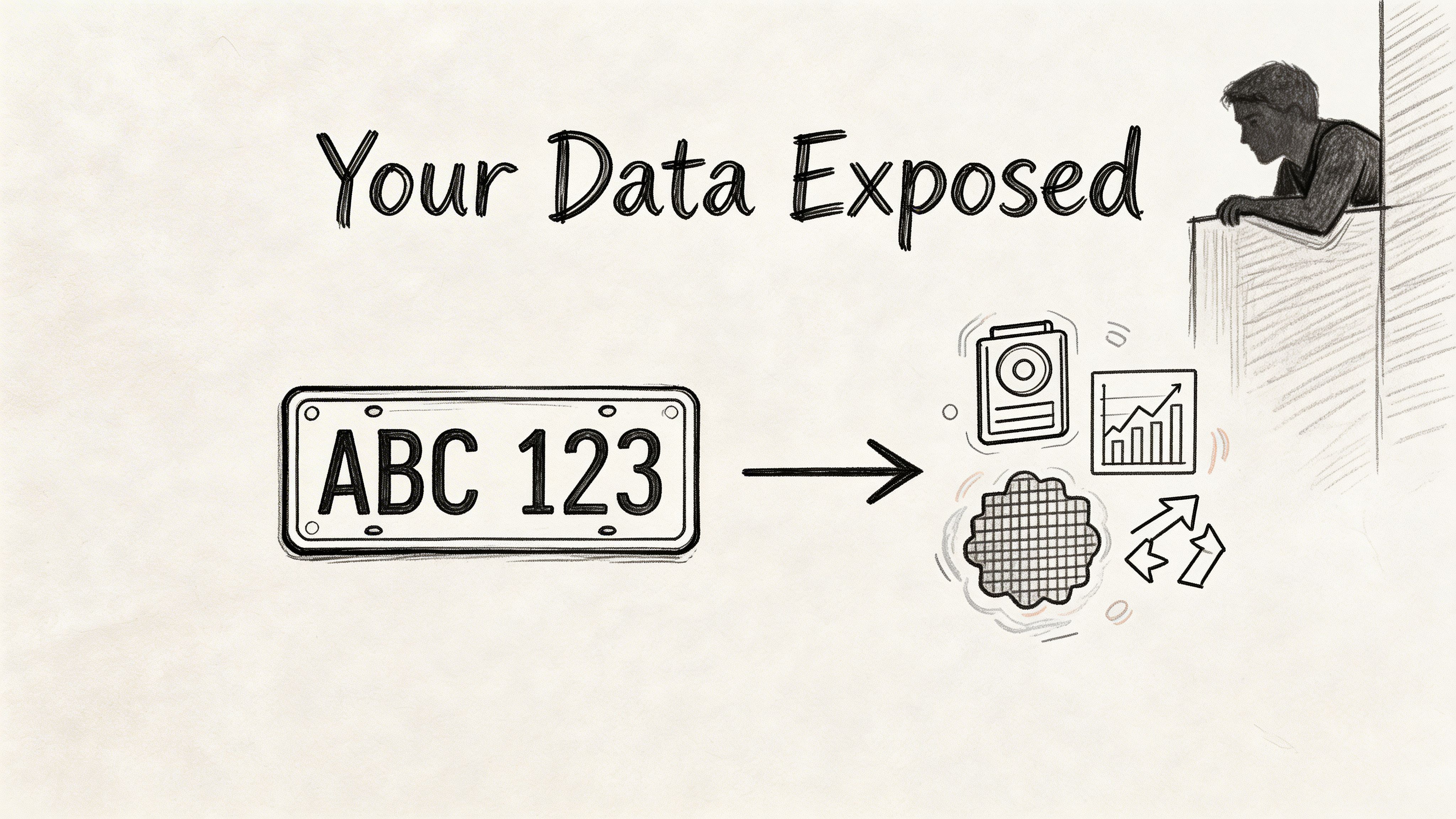 Conceptual illustration: license plate data and privacy risk
