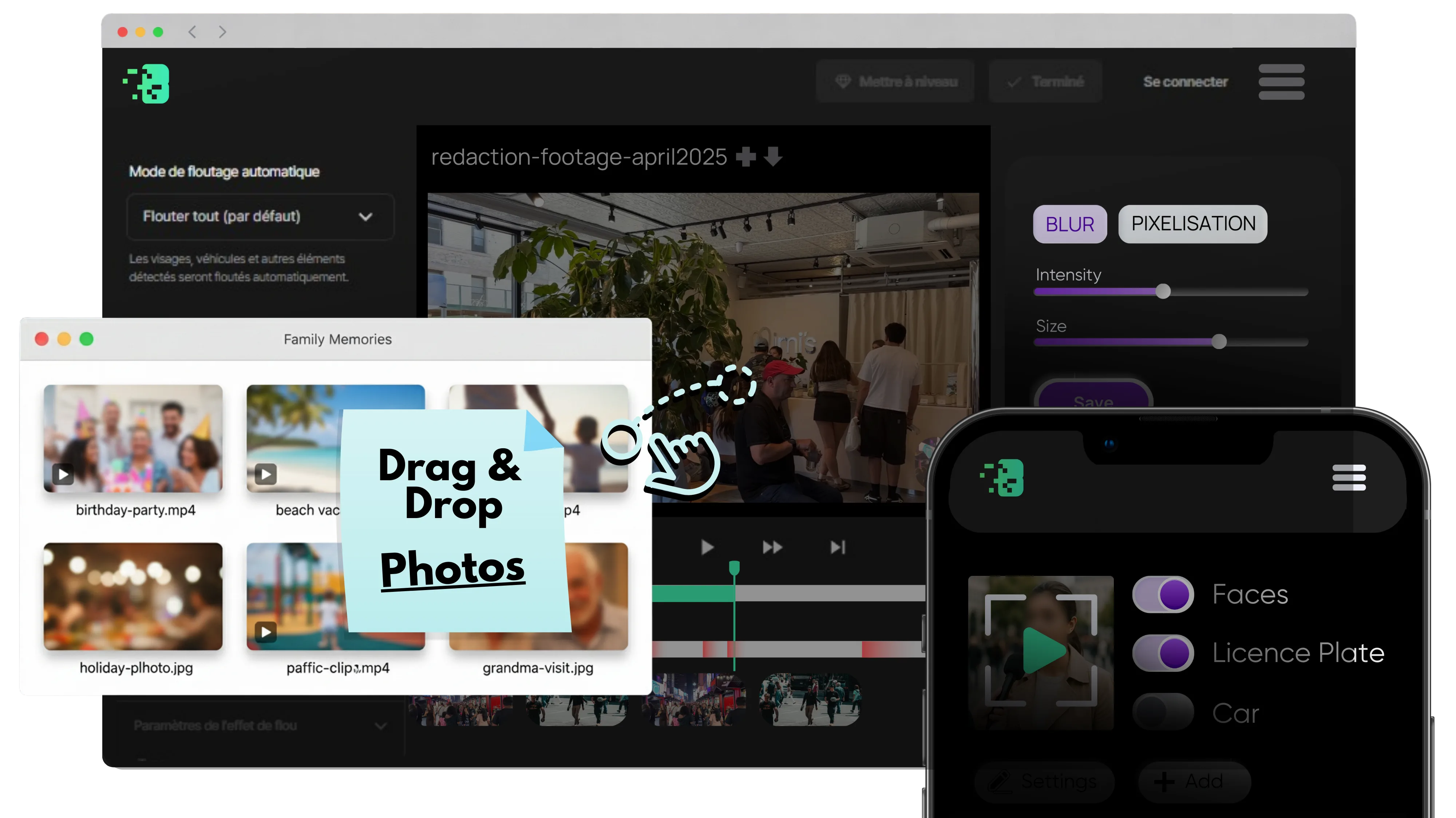 Interface YouBlur pour photos