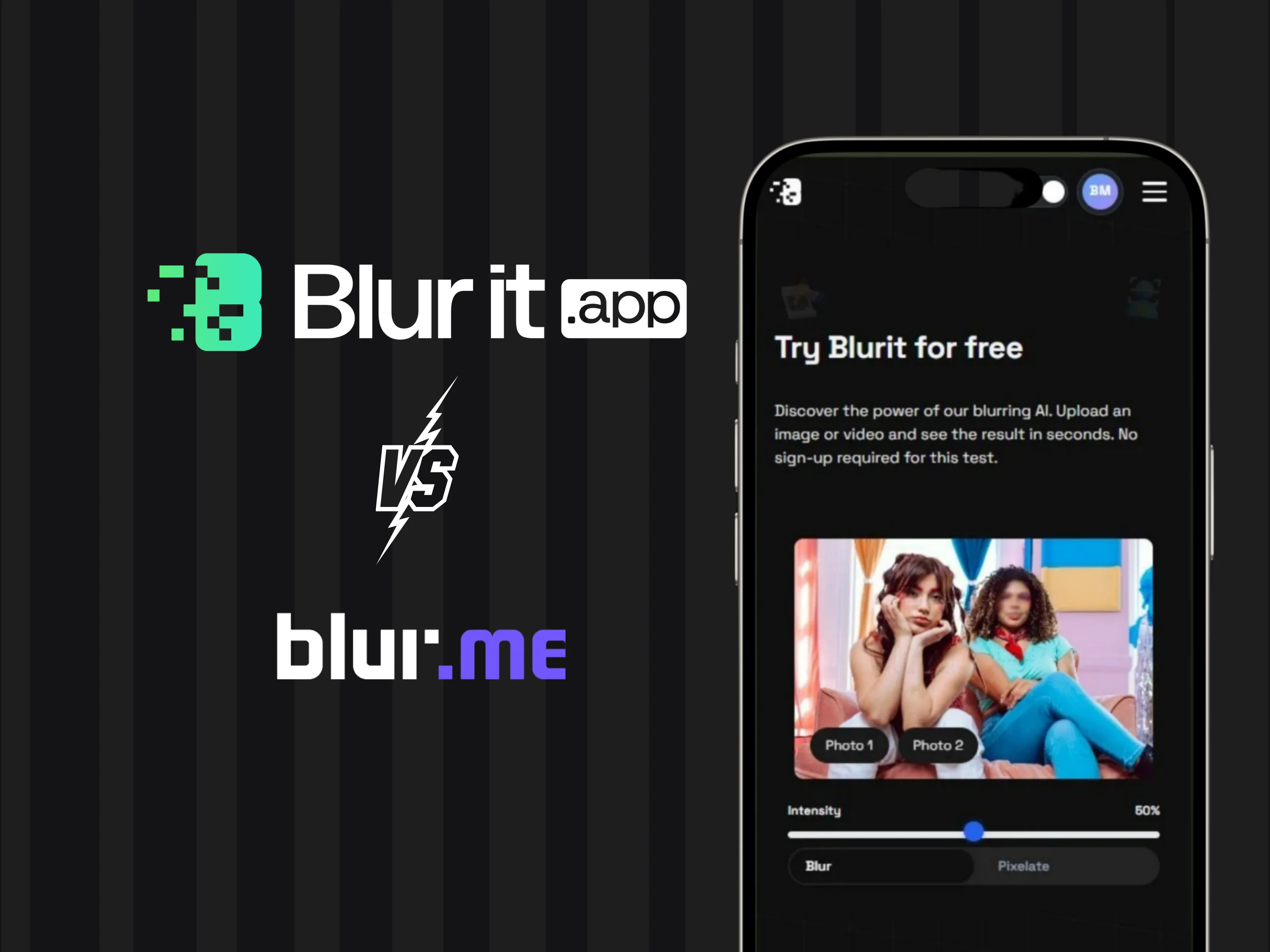 Comparaison visuelle entre YouBlur.com et Blur.me