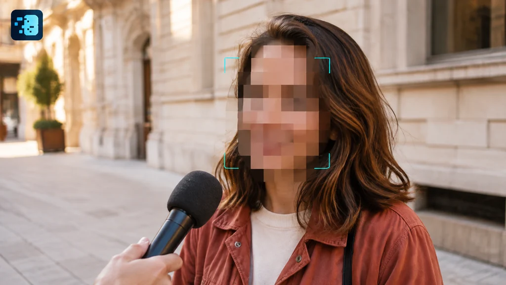 Visage pixellisé lors d’une interview de rue
